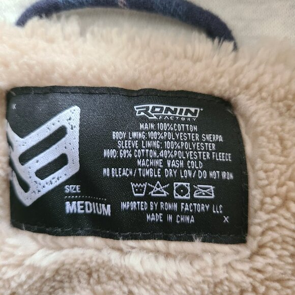 Ronin Factory Men’s Medium Sherpa-Lined Hooded Flannel Jacket Blue Plaid - Picture 7 of 10